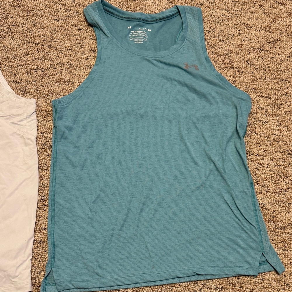 Under Armour Women's Sleeveless Tanks - Teal & White - Picture 3 of 5